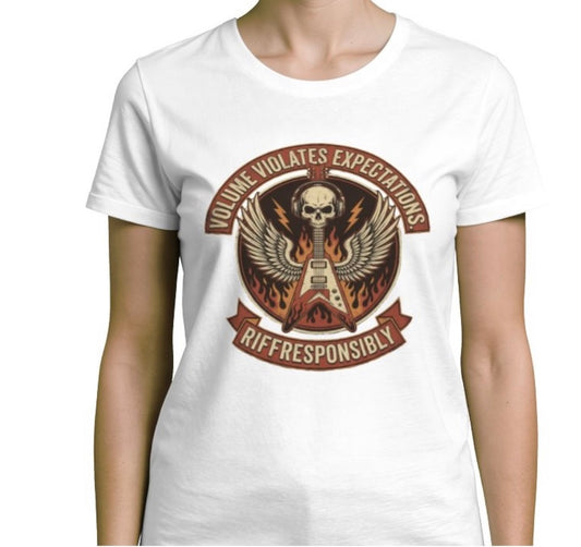Riff Responsibly | Volume Violates Expectations Women T-Shirt