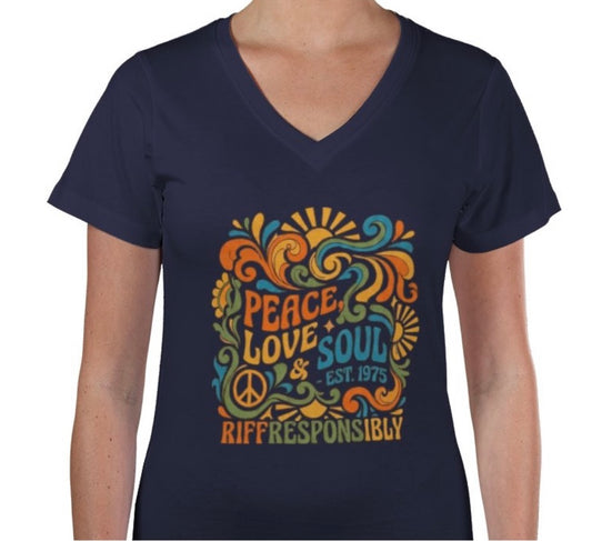 Riff Responsibly | Peace, love & soul V Neck T-Shirt Women
