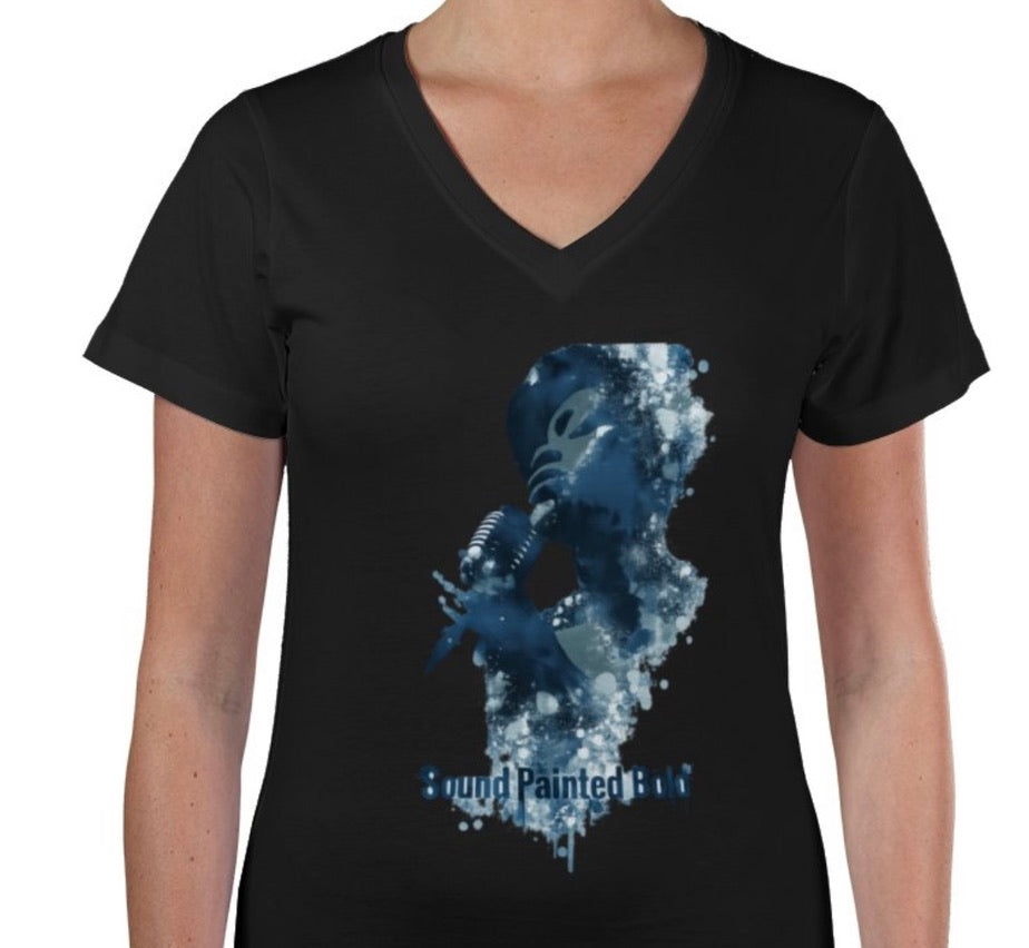Riff Responsibly | Sound Painted Bold Women V Neck T-Shirt