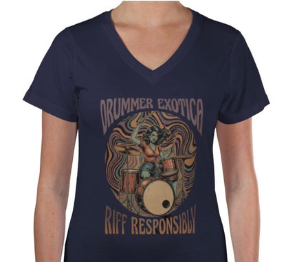 Riff Responsibly | Drummer Exotica V Neck T-Shirt Women