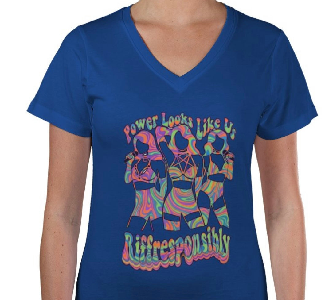 Riff Responsibly | Power Looks Like Us V Neck T-Shirt Women