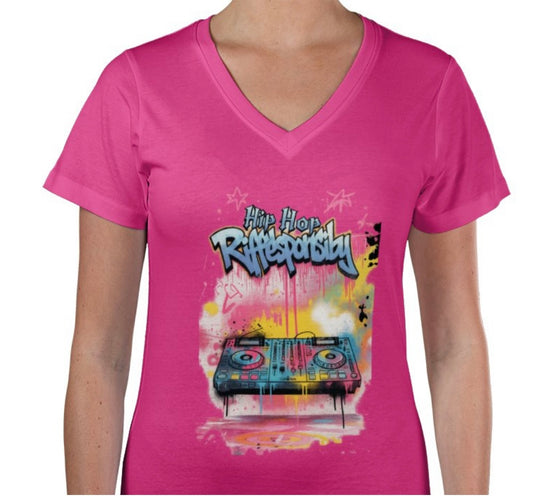 Riff Responsibly | Hip-Hop Womens V Neck T-Shirt