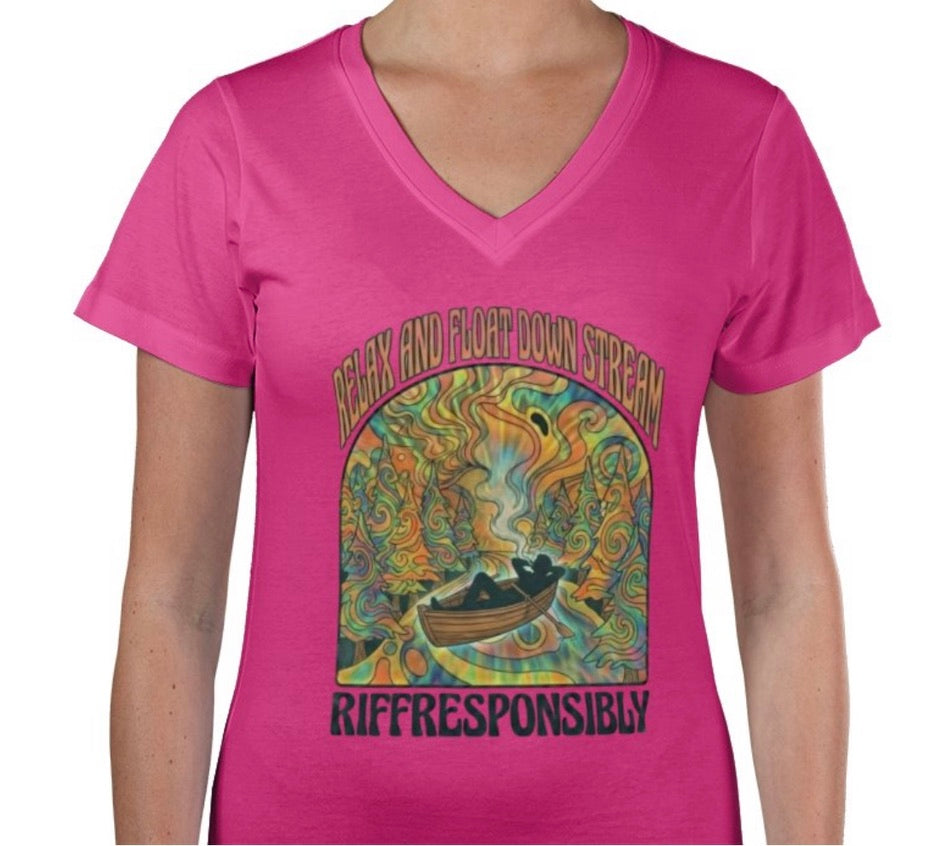 Riff Responsibly | Relax And Float Down Stream V Neck T-Shirt Women