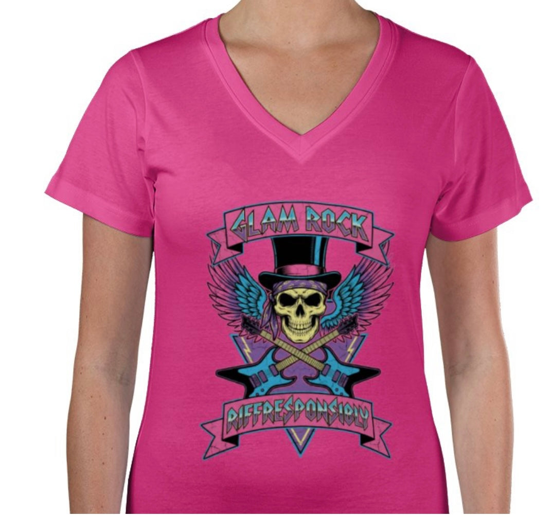 Riff Responsibly | Glam Rock V Neck T-Shirt Women