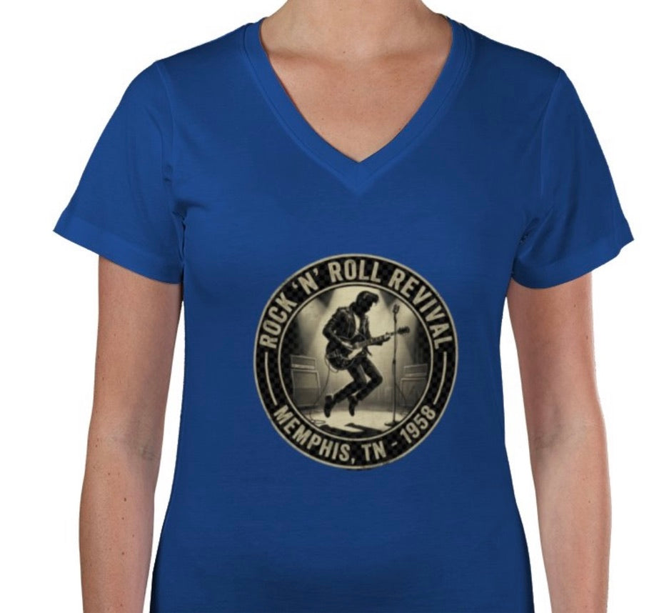 Riff Responsibly | Rock 'N' Roll Revival Women V Neck T-Shirt