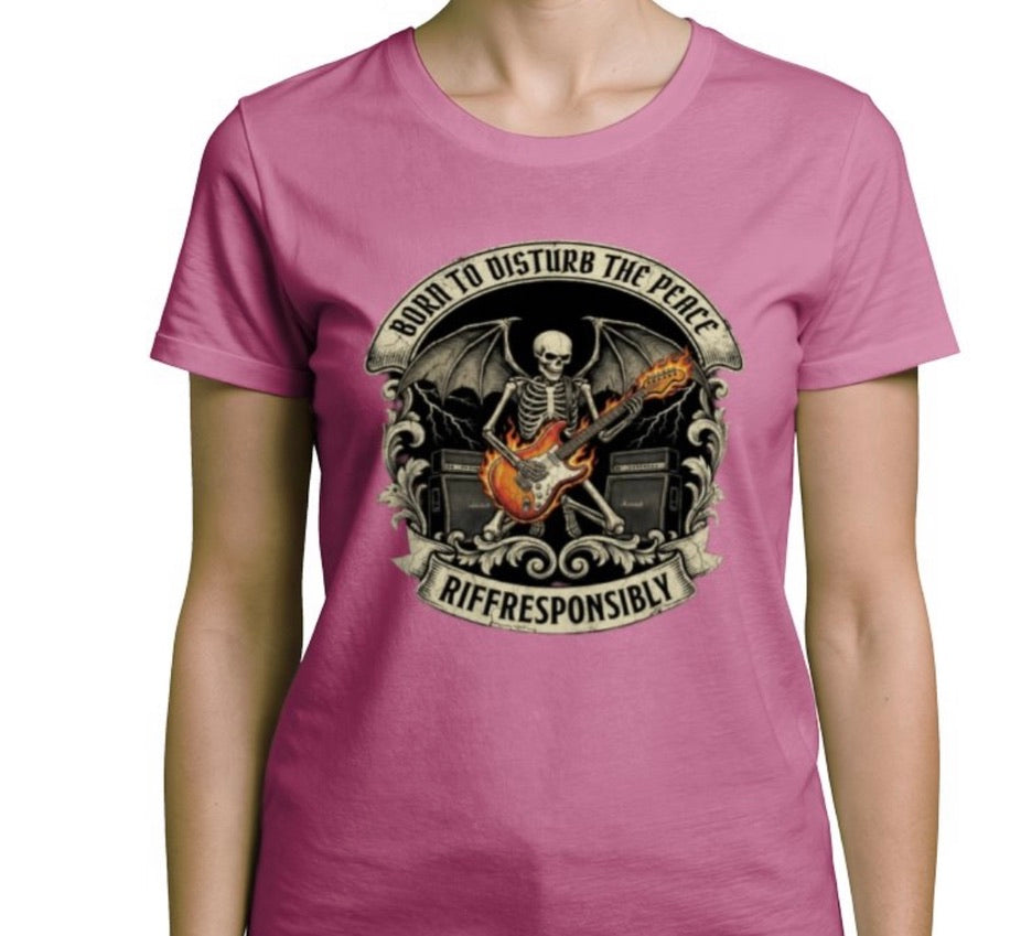 Riff Responsibly | Born To Disturb The Peace V Neck T-Shirt Women