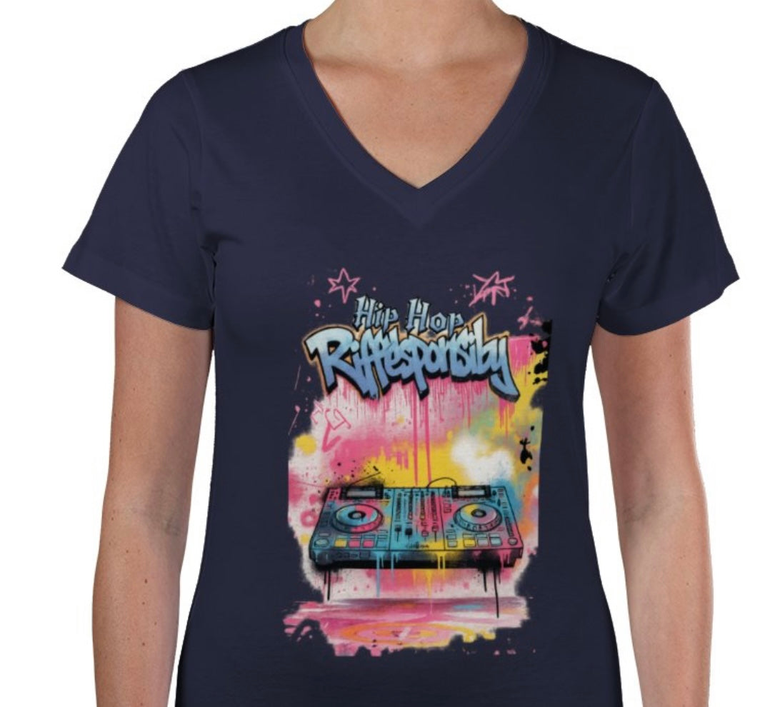 Riff Responsibly | Hip-Hop Womens V Neck T-Shirt