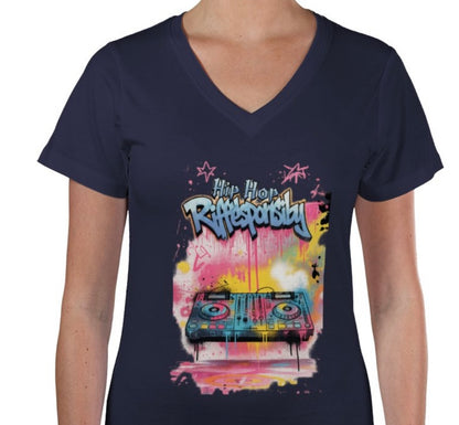 Riff Responsibly | Hip-Hop Womens V Neck T-Shirt