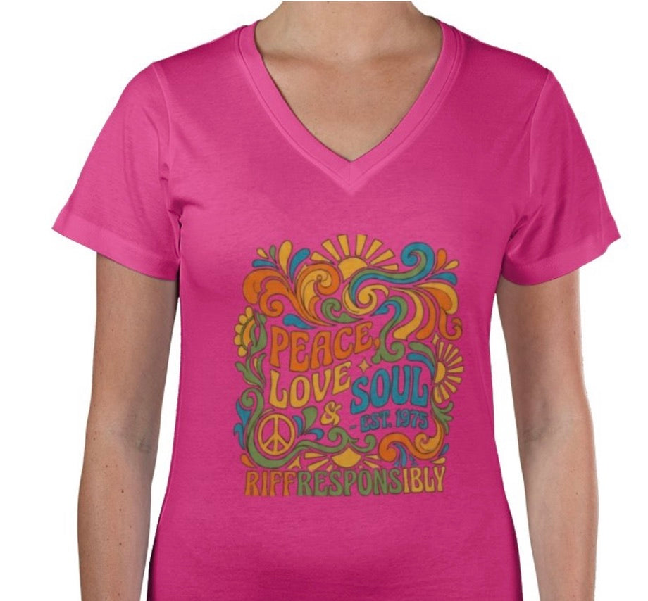 Riff Responsibly | Peace, love & soul V Neck T-Shirt Women