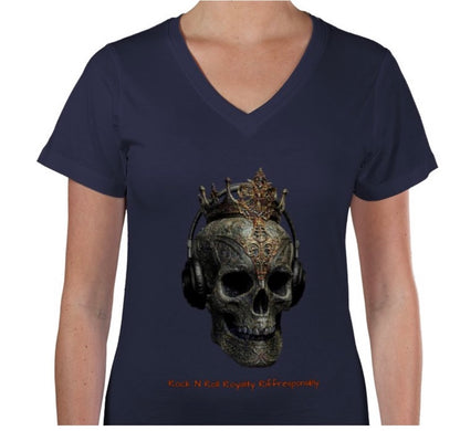 Riff Responsibly | Rock N Roll Royalty V Neck Women T-Shirt