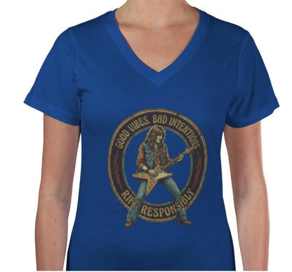 Riff Responsibly | Good Vibes Bad Intentions V Neck T-Shirt Women