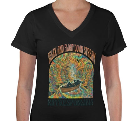 Riff Responsibly | Relax And Float Down Stream V Neck T-Shirt Women