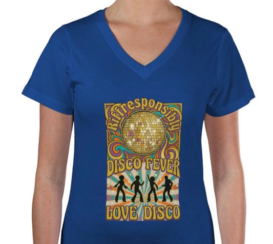 Riff Responsibly | Love Disco Women V Neck T-Shirt