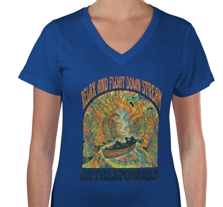 Riff Responsibly | Relax And Float Down Stream V Neck T-Shirt Women