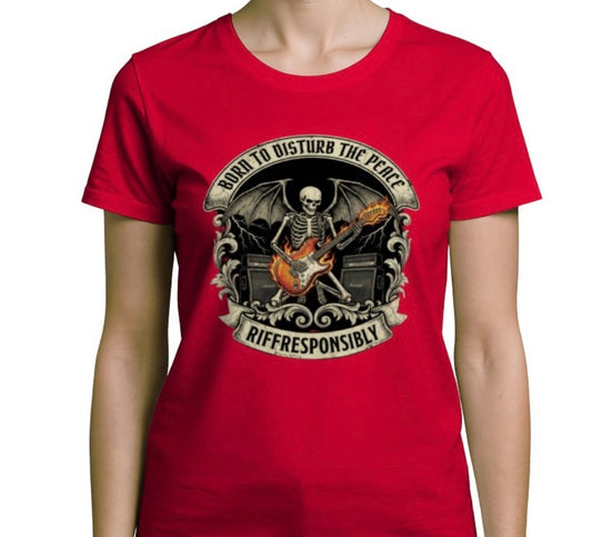Riff Responsibly | Born To Disturb The Peace V Neck T-Shirt Women
