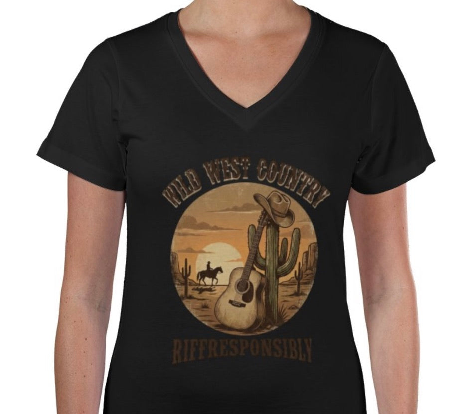 Riff Responsibly | Wild West Country Women V Neck T-Shirt