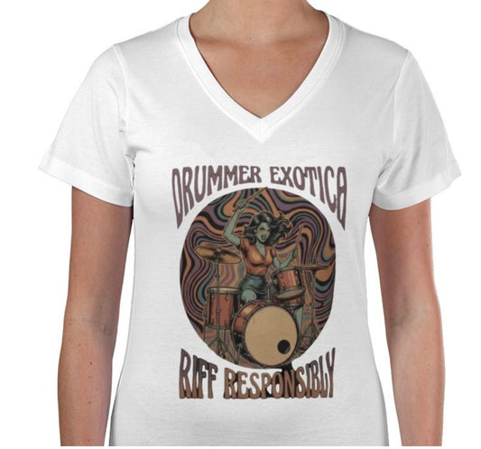 Riff Responsibly | Drummer Exotica V Neck T-Shirt Women