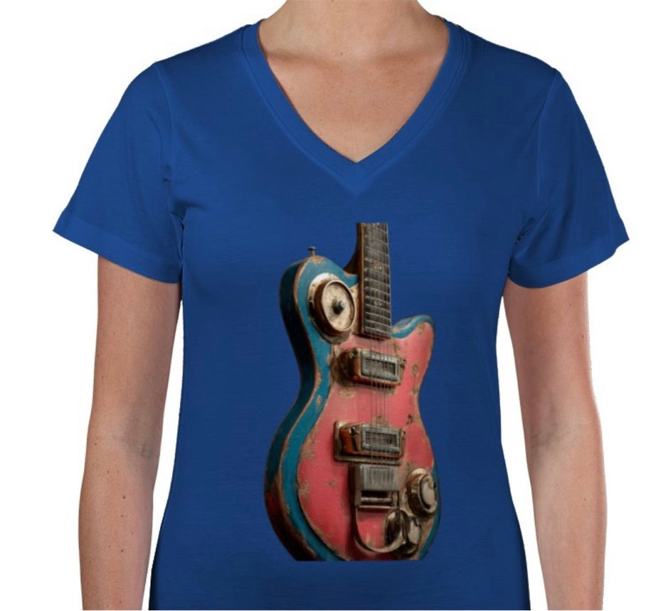 Riff Responsibly | Rust Never Killed The Rhythm Women V Neck T-Shirt