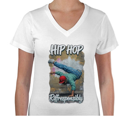Riff Responsibly | Hip-Hop Womens V Neck T-Shirt