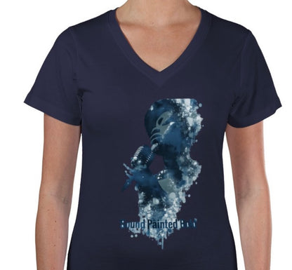 Riff Responsibly | Sound Painted Bold Women V Neck T-Shirt
