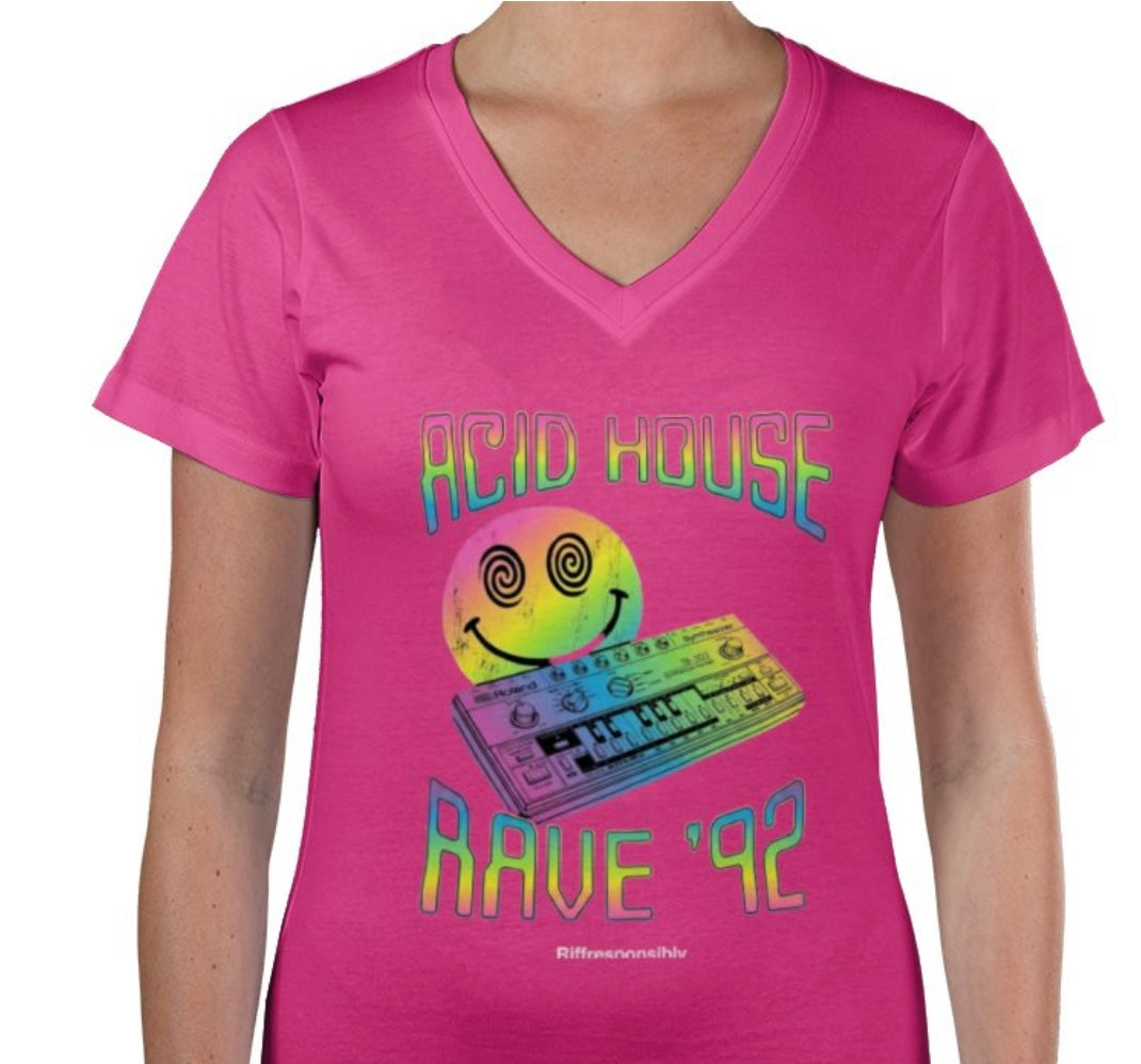 Riff Responsibly | Acid House Women V-Neck T-Shirt