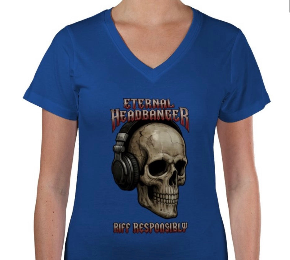 Riff Responsibly | Eternal Headbanger V Neck T-Shirt Women