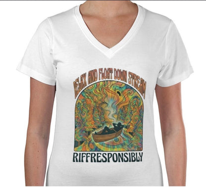 Riff Responsibly | Relax And Float Down Stream V Neck T-Shirt Women