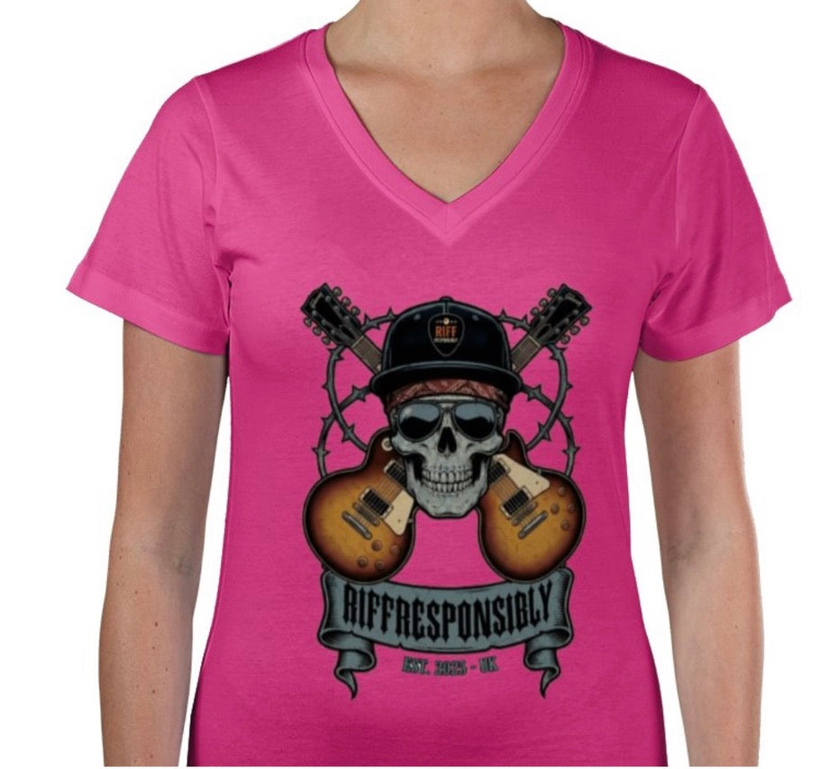 Riff Responsibly | Dead Mans Chords V Neck T-Shirt Women