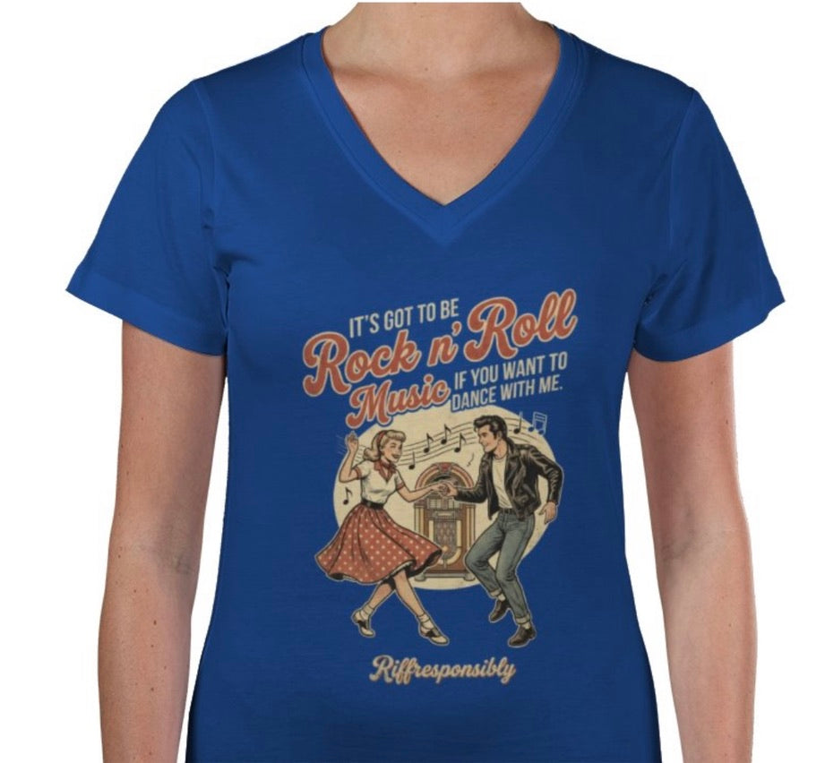 Riff Responsibly | If You Want To Dance With Me  Women V Neck T-Shirt