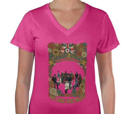 Riff Responsibly | Mods & Rockers 64' V Neck Women T-Shirt