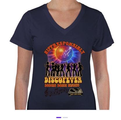Riff Responsibly | Boogie Down Nights Women V Neck T-Shirt