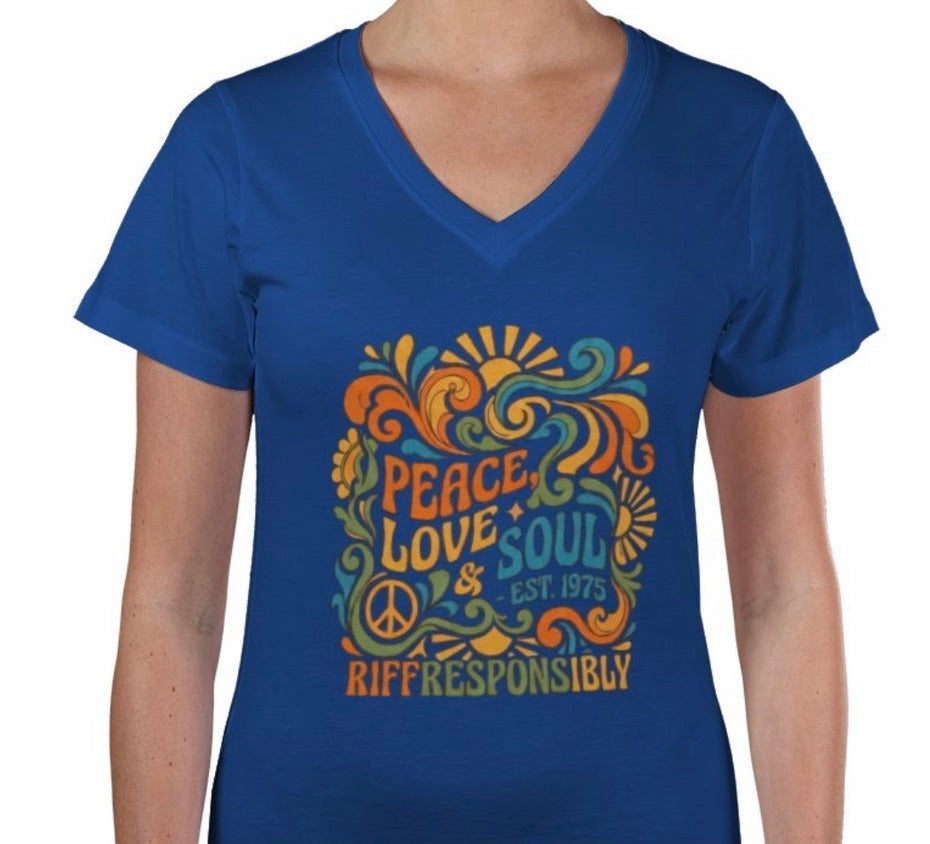 Riff Responsibly | Peace, love & soul V Neck T-Shirt Women