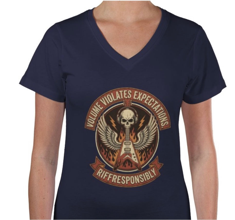 Riff Responsibly | Volume Violates Expectations V Neck T-Shirt