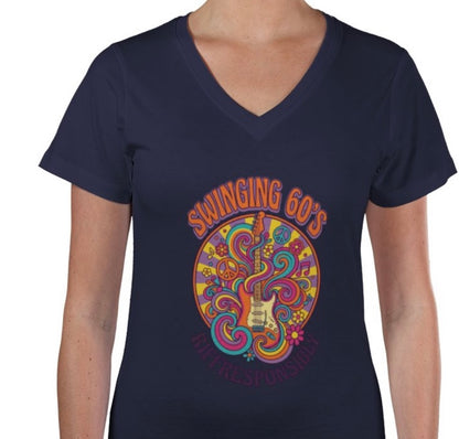 Riff Responsibly | Swinging 60s' V Neck Women T-Shirt