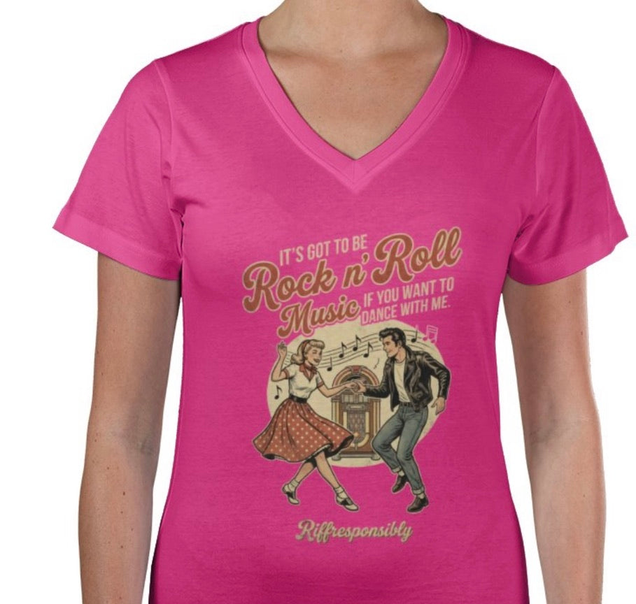 Riff Responsibly | If You Want To Dance With Me  Women V Neck T-Shirt