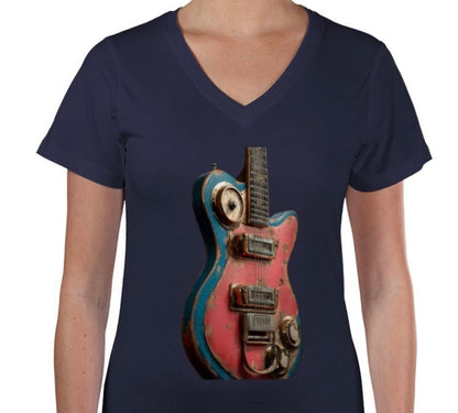 Riff Responsibly | Rust Never Killed The Rhythm Women V Neck T-Shirt