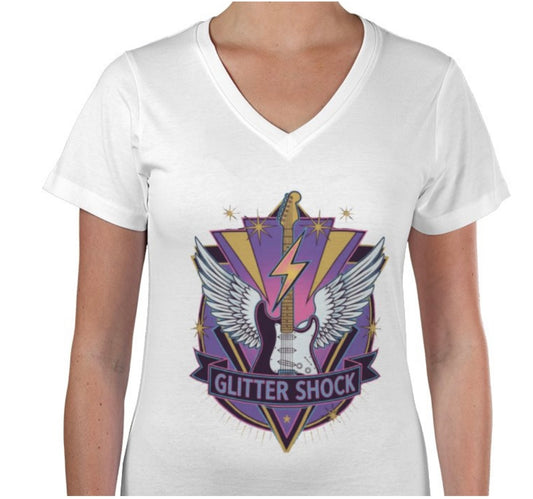 Riff Responsibly | Glitter Shock V Neck T-Shirt Women
