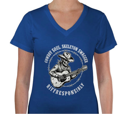 Riff Responsibly | Cowboy Swag V Neck T-Shirt Women