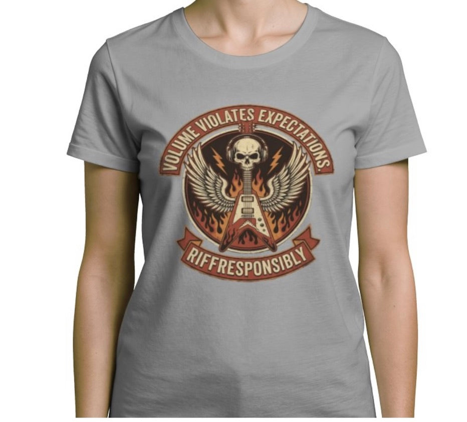 Riff Responsibly | Volume Violates Expectations Women T-Shirt