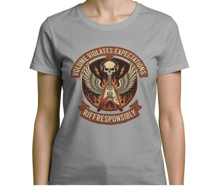 Riff Responsibly | Volume Violates Expectations Women T-Shirt