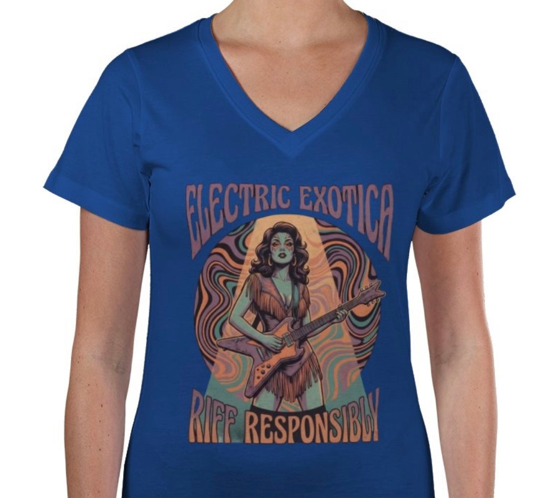 Riff Responsibly | Electric Exotica V Neck T-Shirt Women