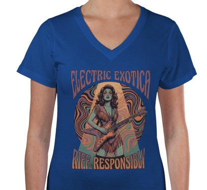 Riff Responsibly | Electric Exotica V Neck T-Shirt Women