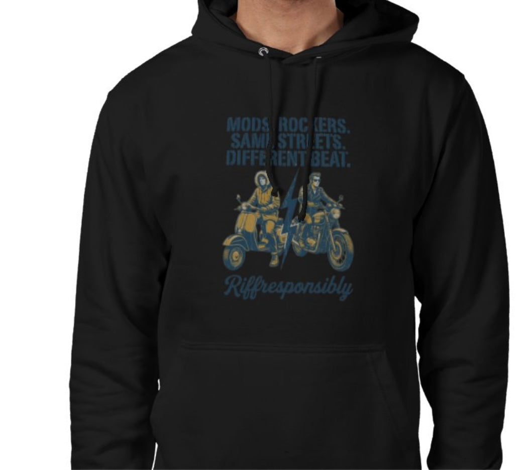 Riff Responsibly | Mod Rockers Same Street Different Beat Hoodie