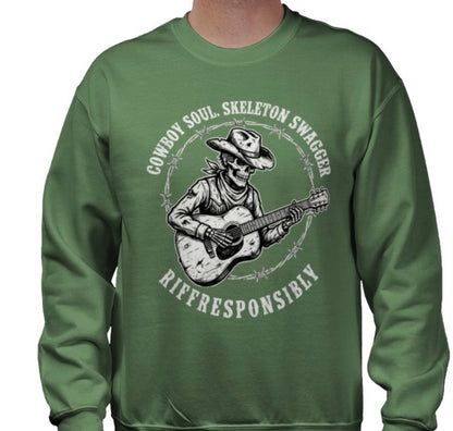 Riff Responsibly | Cowboy Soul Skeleton Swagger Sweatshirt