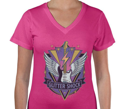 Riff Responsibly | Glitter Shock V Neck T-Shirt Women