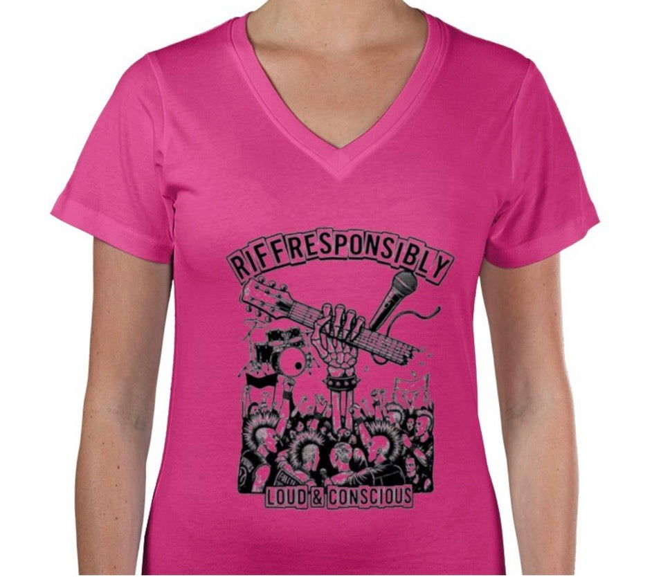 Riff Responsibly | Loud & Conscious V Neck T-Shirt Women