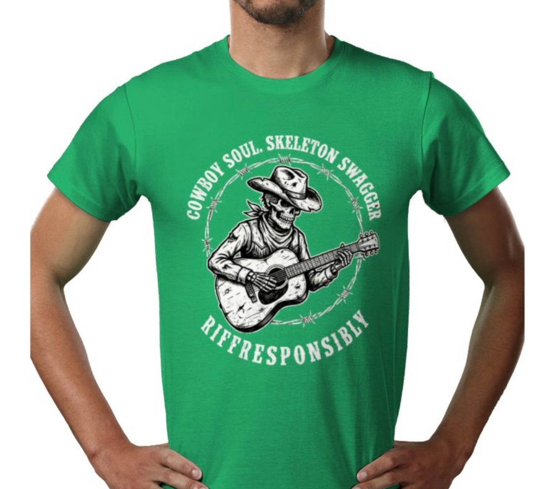 Riff Responsibly | Cowboy Soul Skeleton Swagger T-Shirt