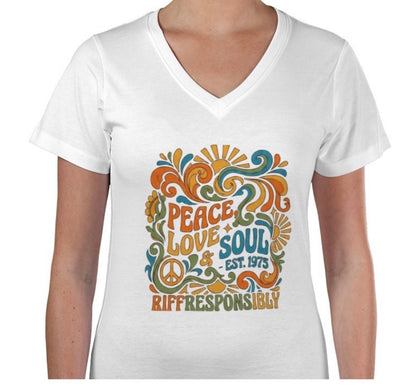Riff Responsibly | Peace, love & soul V Neck T-Shirt Women