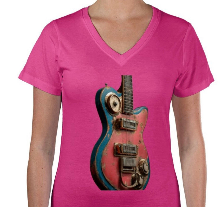 Riff Responsibly | Rust Never Killed The Rhythm Women V Neck T-Shirt