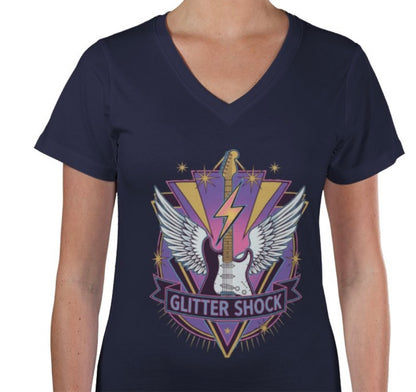 Riff Responsibly | Glitter Shock V Neck T-Shirt Women
